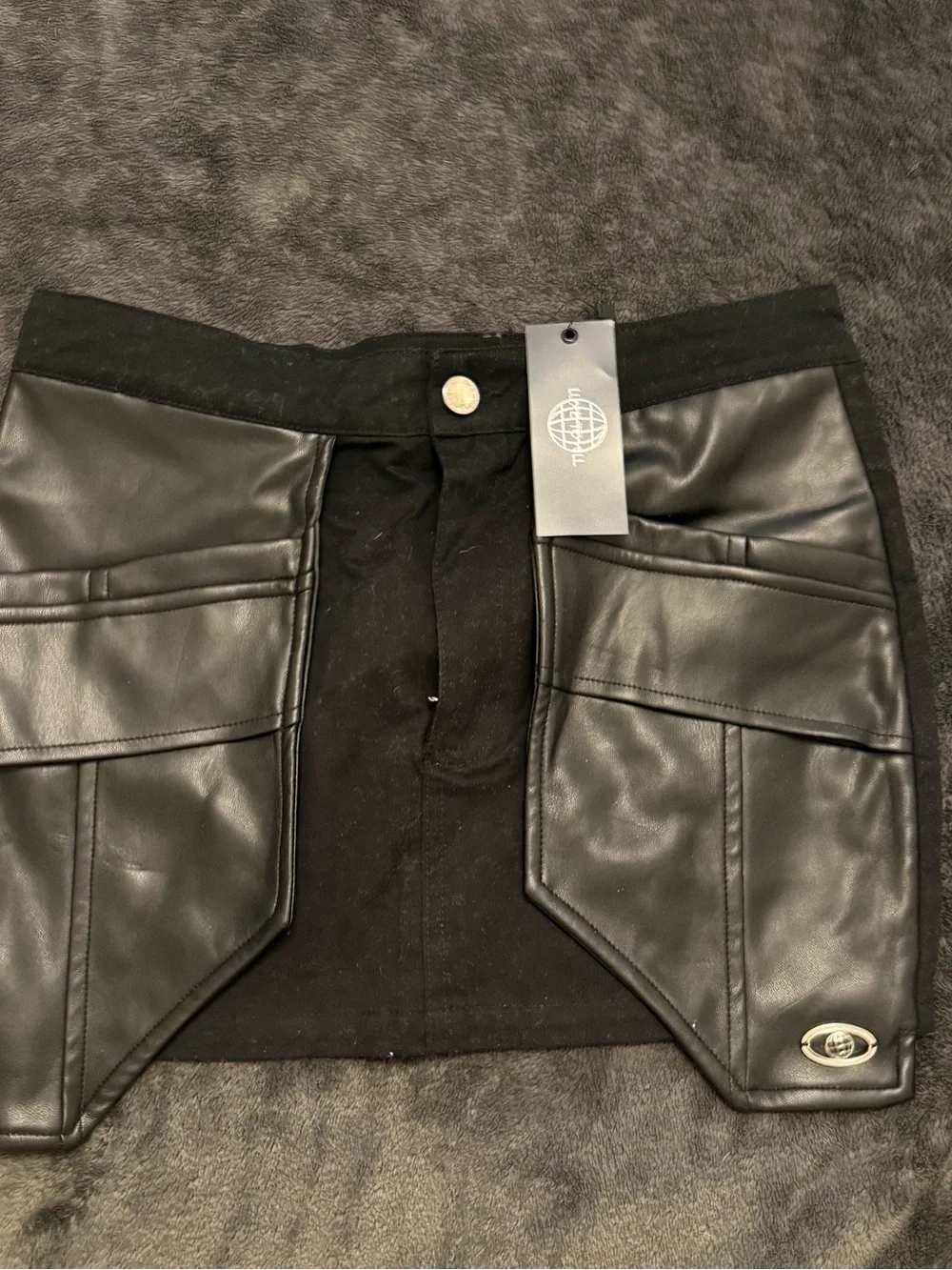 Lux to Kill Black Faux Leather Paneled Mini Skirt